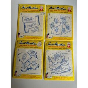 Lot of  4 Aunt Martha's Hot Iron Transfers for Embroidery & More Variety Designs